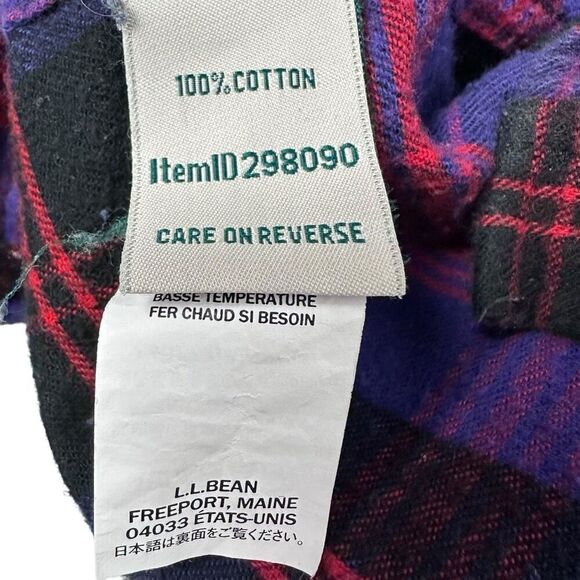 LL Bean Womens Plaid Slightly Fitted flannel shirt size Small Purple - Picture 5 of 6